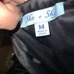 She & Sky Black & White Striped Off Shoulder Cropped Wide Leg Jumpsuit Pockets M Photo 8