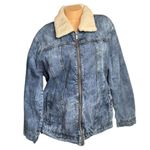 The Tubbo Moment By The Sea Denim Full Zip Jean Jacket Sherpa Collar Waves 2XL Blue Size 2X Photo 0