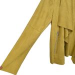 Bagatelle Yellow Faux Suede Drape Collar Moto Jacket size Medium Long Sleeve Photo 5