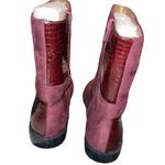 Bellini Deep Dark Red Suede Booties with Alligator Accent size 7W Photo 3