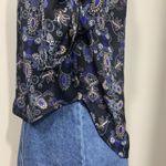 Faded Glory  Black Blue Paisley Print Blouse Size S (4-6) 3/4 Sleeve 100% Poly Photo 4