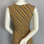 ABS Allen Schwartz  Faux Wrap Dress Graphic Print Blocks Diagonal Brown‎ Medium Photo 6