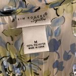 kim rogers Womens Sheer Tie Cover Up Blouse M Floral Ruffled Neck Blue White Photo 1