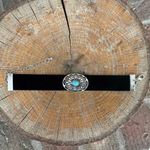 Crushed Velvet Concho Bracelet with Faux Turquoise Black Photo 1