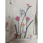 Vintage Butterfly Beaded Flower Embroidered Cardigan Size Small Grannycore White Photo 4