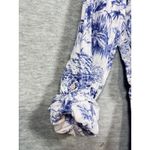 Joie  100% Linen Womens Top M Blue White Scenic Print Button Down Tropical Photo 4
