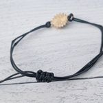 Sunflower Charm Adjustable Bracelet on Black Cord Yellow Photo 5