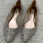 Badgley Mischka  Rhinestone Pointed Toe Flats Champagne Bridal Evening Shoes 8 Photo 0