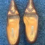 Manolo Blahnik 39.5 Brown tan Leather Women's Shoes heels pumps Photo 0