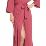 Natori NWT New Designer Wrap Robe Womens XL Soft Red Modal Long Pockets Belt Photo 0
