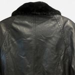 Vintage 90s Metropolitan New York Leather Jacket Fur Collar Cinched Waist Medium Black Photo 5
