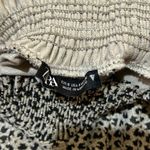 ZARA Animal Print Crop Top Womens Size S Puff Sleeves High Neck Smocked Textured Photo 4