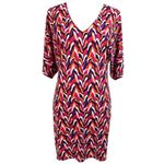 Trina Turk Kaleidoscope Shift Dress 2 V-Neck 3/4 Kimono Sleeves Retro Rad 70s Photo 1