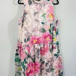 Eliza J Watercolor Floral Crepe De Chine Sleeveless Collared Dress Size 16W Photo 0