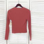 Self Esteem  Ribbed Knit V Neck Crop Shirt‎ Spice Orange Medium Photo 7