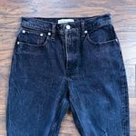 Abercrombie & Fitch A&F • High Rise Mom Jean black denim ripped knees distressed raw frayed ankle Photo 3