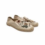 Tory Burch Floral Embroidered Canvas Espadrille Flats Women's Size 7 Beige Photo 4