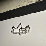 Rhinestone Elephant Silver Tone Animal Brooch Pin Black & Clear Photo 4