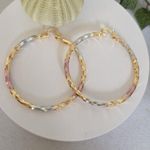 Tricolor Gold Filled Hoop Earrings Diamond Cut Design Photo 0