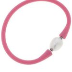 Canvas Bali Freshwater Pearl Silicone Bracelet in Bubble Gum Pink Photo 0