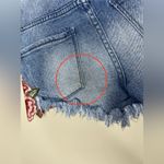 Floral Embroidered High Rise Denim Shorts Blue Size 00 Photo 4