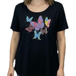 Quacker Factory Embroidered Butterfly Rhinestone Knit Top Size 2X Photo 0