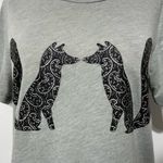 J.Crew Glitter Paisley Fox Short Sleeve Collector Tee C9206 Grey Size Medium Photo 3