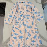 Lulus Tropical Flamingo Tree Print Duster Robe Womens Small Blush Pink/Blue Chic Pink Photo 0