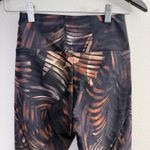 Oysho  Leggings Womens Medium Black Multi Palm Print Tropical Scalloped Gym Train Photo 6