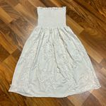 NWOT Size Small White Ruched Gathered Top Ribbon Fabric Design Strapless Dress Photo 6