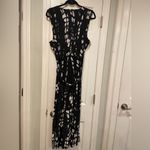 INC Size L Black White Mandala Wide Leg Cropped Jumpsuit Gold Ring Detail Belted Photo 6