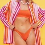 Beach Riot  Alexa Coverup‎ Button Down Top Pink Orange Petite Large Photo 4