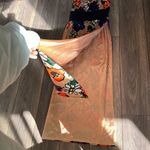 Vintage Floral Mock Neck Dress | 70s Flower Power Hippie Dress Orange Photo 7