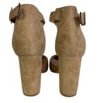 Ninetin Gel Ankle Strap Buckle 4 inch Block Heel Pointed Closed Toe Shoes Size 7 Tan Photo 5