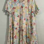 Hailey & Co Floral Tiered Babydoll Dress Medium NWT Ruffle Sleeve Lined Rayon Yellow Photo 0