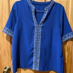 Royal Blue Embroidered Women's Top size M Size M Photo 0