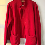 Notations VTG  Knit Cotton Vibrant Red Cardigan Sweater Buttons Thick Warm XL Photo 0
