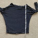 ZARA  Slouchy Boatneck Striped Blouse Top Shirt Stretch Oversized Size Small EUC Photo 4