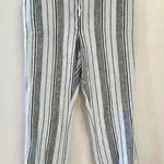 Per Se  Straight Leg‎ Pants Womens Sz Large Linen Blend Drawstring Waist Striped Photo 0