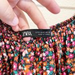 ZARA  Top Women Size Small Pink Floral Poplin Blouse Boho Fit Flare CottageCore Photo 6