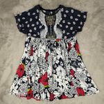 Blank London Floral Print Dress Trudie Tunic Casual Mini Dress Large Summer Sun Blue Photo 4