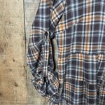 Free People  Plaid Boho Tunic Top Tiered Peplum Hem Longline Small Brown Shirt Photo 1