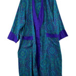 Victoria's Secret Robe Womens Medium Blue Paisley Pockets No Belt VTG *Flaw Photo 0
