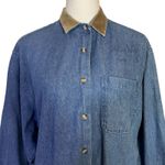 Brooks Brothers Vintage  Denim Button Up Shirt Suede Leather Collar Elbow Patches Photo 4