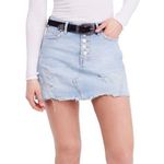 Free People NWT Distressed Light Denim Skirt Photo 0