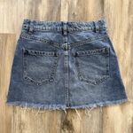 We The Free  by Free People Blue Zip-Front Distressed Denim Mini Skirt Size 25 Photo 2