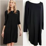 Eileen Fisher  Black Ballet Neck Viscose Jersey Dress – Size Medium Photo 1