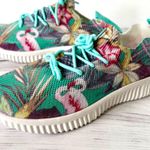 Green Floral/Swan Sneakers, Size 9 Photo 3