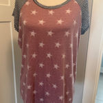 Chris & Carol Plus Size 2XL/2XG Top Stars Black Stripe Raglan T-Shirt Photo 0