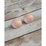 Vintage Clip On Earrings Light Pink Stone Pattern Circle Photo 1